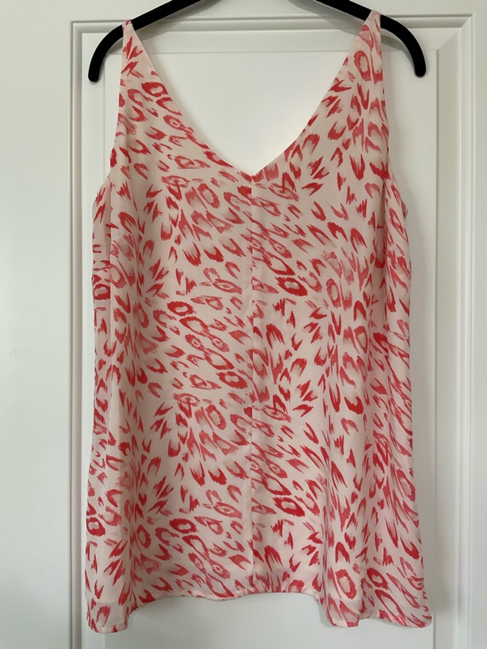 CAbi Pink and Cream Printed Silk Camisole